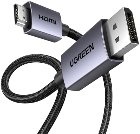 Alternative view of 4K DisplayPort - HDMI Kablosu 1080P@120Hz, Aktif DP 1.2 - HDMI 1.4 Kablosu Alu Örgülü, HDMI Kablosu 6.6FT Monitör, Masaüstü, HDTV, Dizüstü Bilgisayar, AMD, NVIDIA ile Uyumlu Tek Yönlü Ekran