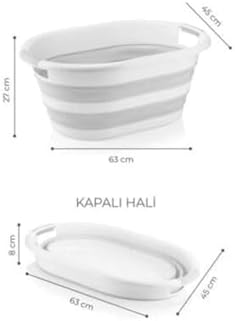 38 lt Katlanabilir Silikon Plastik Kirli Temiz Çamaşır Sepeti Silikon Katlanır Akordiyon Sepet