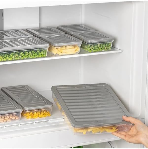 4 Adet Buzdolabı Organizeri, Buzdolabı İçin Çok Amaçlı Saklama Kabı, Fresh Box, Şeffaf ve Ayarlanabilir, Gıdaları Taze Tutma Özelliği, Mutfak Düzenleyici (2400 Ml)
