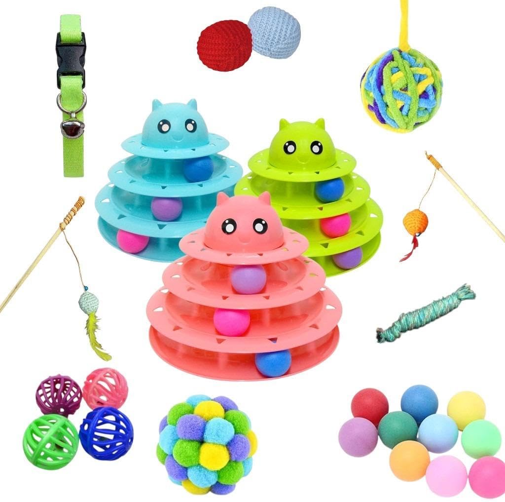 11+1 Kedi Oyuncak Seti:3 Katlı Oyuncak 60 Cm Olta Ponpon Top Kedi Naneli Top