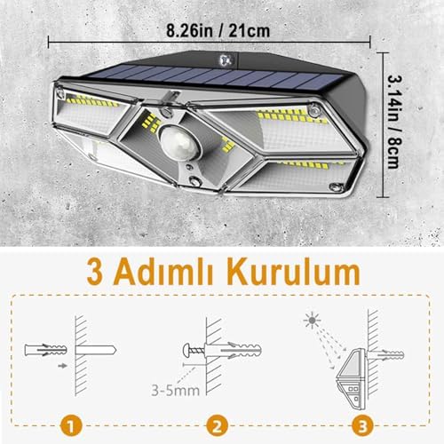 Alternative view of Güneş Enerjili Hareket Sensörlü, 6 Taraflı 104 Led Aydınlatma/GT-SL13