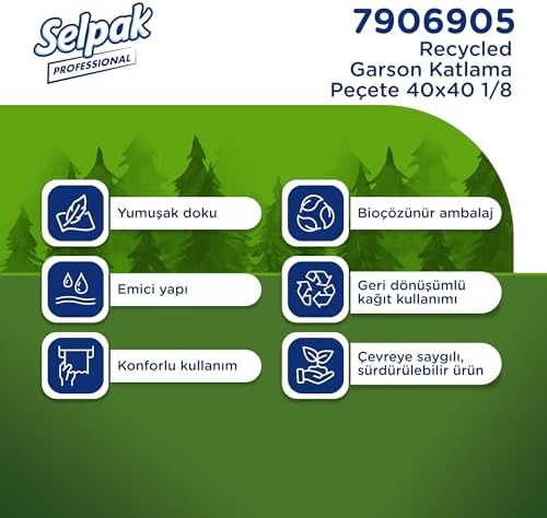 Selpak Professional Recycled Garson Katlama Peçete 50 Yaprak 40x40 1/8, 20'li