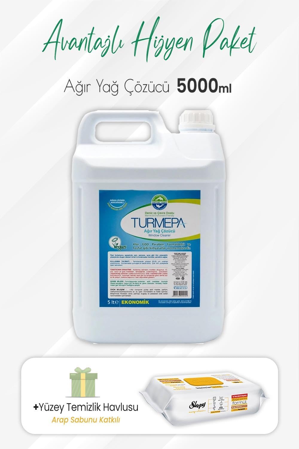 Ağır Yağ Sökücü 5 Litre ve ve Arap Sabunlu Yüzey Temizlik 100' lü