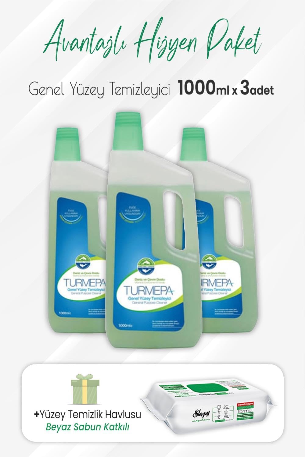 Genel Yüzey Temizleyici 1 lt x 3 Adet ve Yüzey Temizlik 100' lü