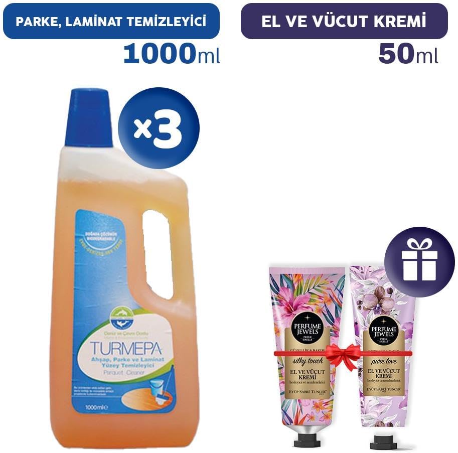 Parke ve Laminat Temizleyici 1000 ml x 3, El Kremleri Hediye