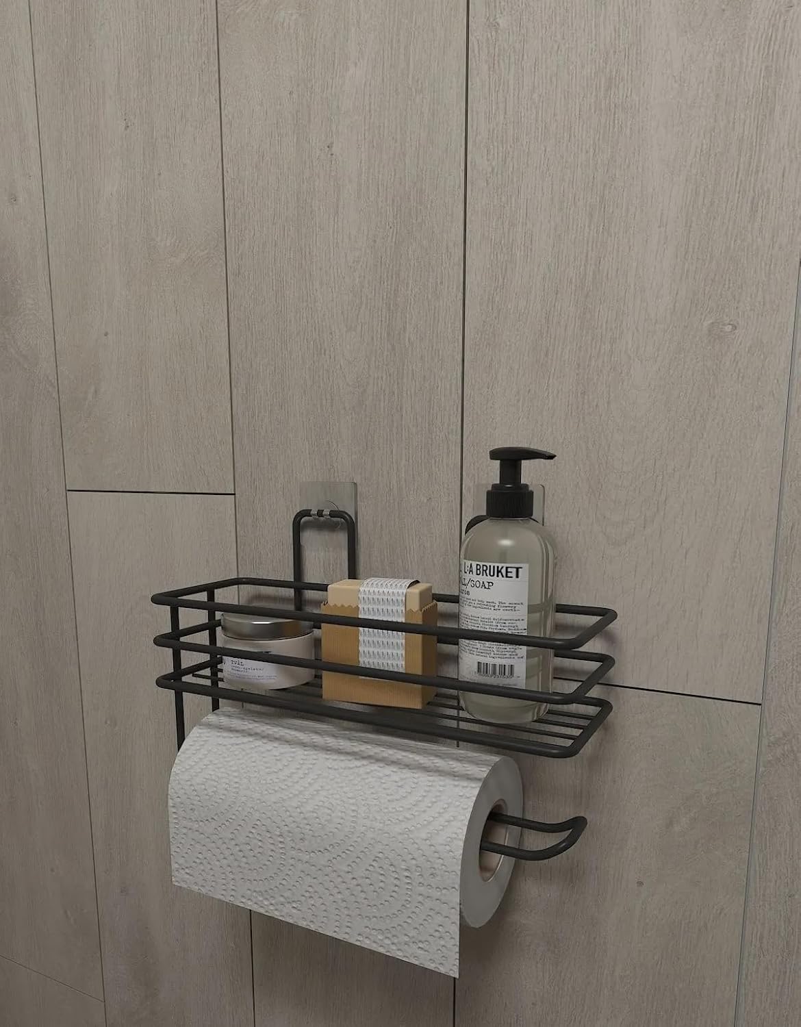 Alternative view of Banyo Yapışkanlı Raflı Kağıt Rulo Havluluk Peçetelik Havlu Kağıltlık Siyah Banyo Mutfak Düzenleyici Raf Banyo Düzenleyici Mutfak Rafı