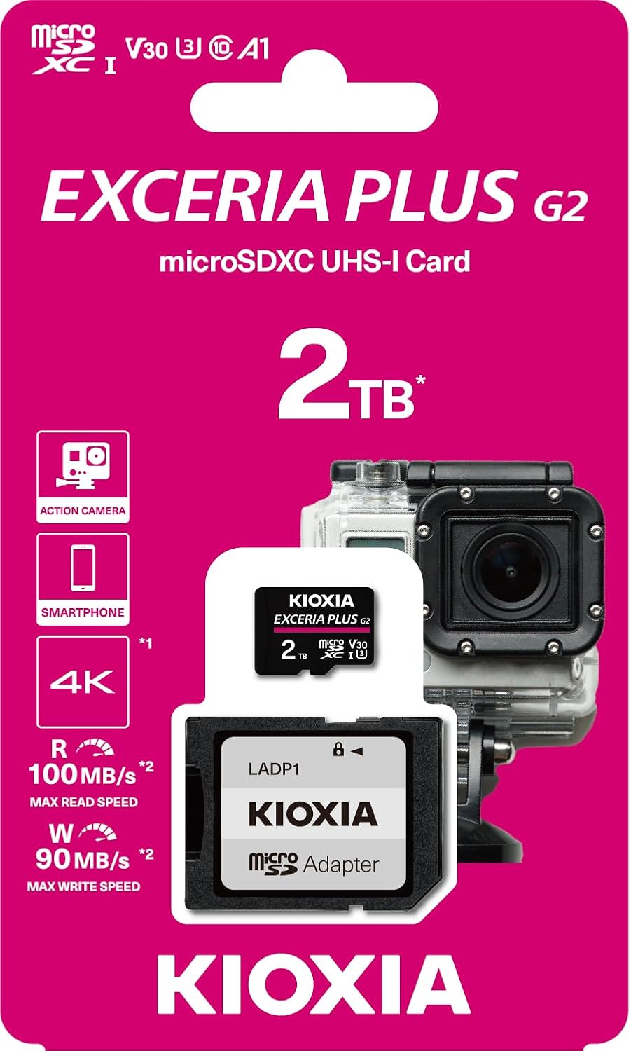 2TB Exceria Plus G2 Micro SDXC 4K 100/90MB/sn Hafıza Kartı (SD Adaptörlü)