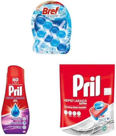 Alternative view of WC Brilliant Jel Buzul Okyanus Kokulu + Pril Hepsi 1 Arada Jel Standart + Pril Hepsi Bir Arada Tablet Bulaşık Deterjanı 30 Yıkama (1 x 30 tablet)