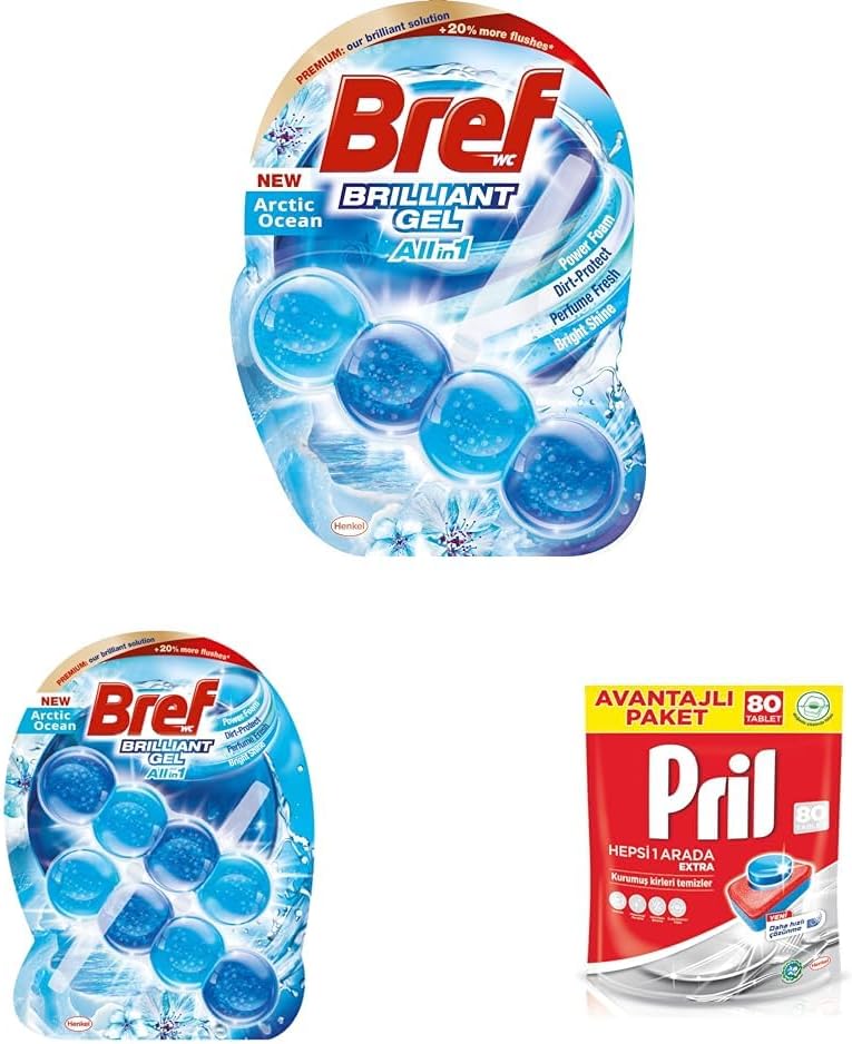 Alternative view of Brilliant Jel Okyanus pack + Bref WC Brilliant Jel Buzul Okyanus Kokulu Hepsi 1 Arada 2'li + Pril Hepsi Bir Arada Tablet