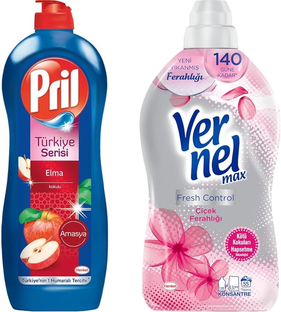Alternative view of Pril Türkiye Serisi - Amasya Elma Kokulu Elde Yıkama Sıvı Bulaşık Deterjanı (1 x 675 g) + Vernel max Fresh Control Çiçek Ferahlığı 55 Yıkama Konsantre Çamaşır Yumuşatıcısı (1 x 1370 mL)