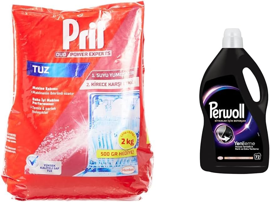 Alternative view of Pril Duo Power Experts Kirece Karşı Etkili Bulaşık Makinesi Tuzu (1 x 2000 g) +  Siyahlar için Hassas Sıvı Çamaşır Deterjanı 4 L 1 Paket (1 x 4000 ml)