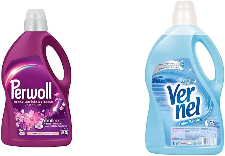 Yenileme Çiçek Cazibesi Renkliler için 45 Yıkama Sıvı Çamaşır Deterjanı (1 x 2750 mL) + Vernel Deniz Esintisi Kalıcı Parfüm 30 Yıkama Çamaşır Yumuşatıcısı (1 x 3000 mL)