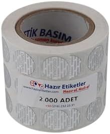 Original Etiketi PP (Hologramlı) 15mm Çapında 2000 Adet Yan Yana 3 lü