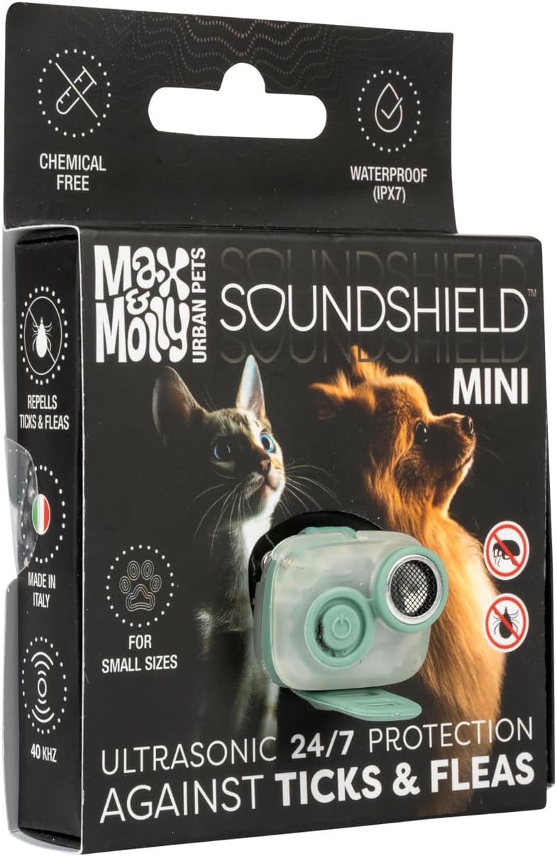 Max & Molly Soundshield MINI: Ultrasonik Pire ve Kene Kovucu Tasma - Kimyasal İçermeyen Güvenli Koruma (Jade)