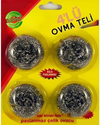 4'lü Ekonomik Paket Toptel Bulaşık Ovma Teli Yağ Kir Leke Tutmaz Kolay Temizlenir Eco Pack