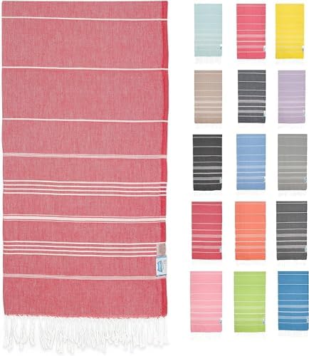 Pamuk EXTRA LARGE (90 x 180 cm) Plaj Havlusu, OEKO-TEX Sertifikalı, Süper Yumuşak Deniz Havlusu, Hafif, Kum Tutmaz, Yıkanmış, Hızlı Kurur(Kırmızı)
