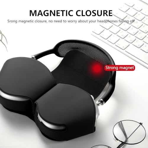Alternative view of Max Kılıf için, Uyku Modlu Akıllı Kılıf Kapak Aksesuarları, PU Deri Tarafından Üretilen Orijinal Yedek Taşıma Çantası, Airpod Pro Max Kulaklıklar için, Siyah