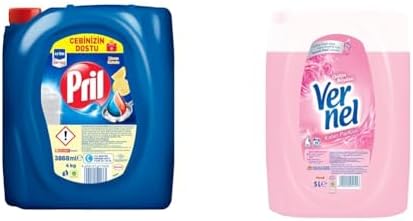 Pril Sıvı Bulaşık Deterjanı Limon 4 Kg + Vernel Çamaşır Yumuşatıcısı Gülün Büyüsü 50 Yıkama 5 Lt
