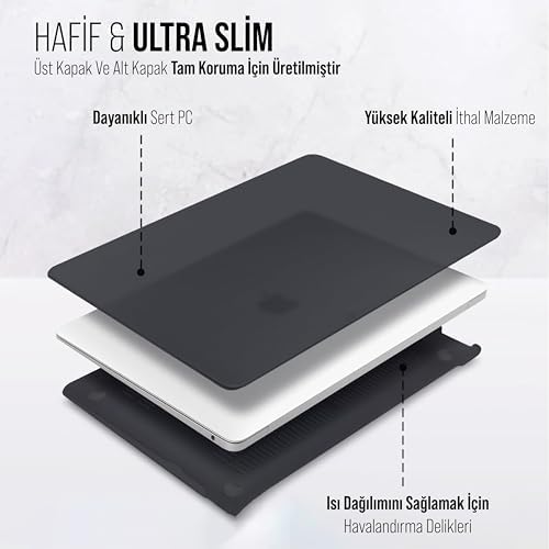 Alternative view of MacBook İnce Sararmayan Şeffaf MacBook Crystal iShield Kapak Sert Kabuk Koruma Kılıfı (Air 13.6 2022 M2 A2681 Siyah)