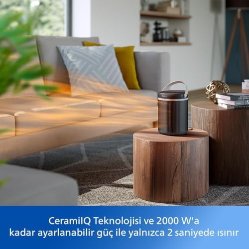 Serisi 3000 2000W Enerji Tasarruflu Bağlantılı Isıtıcı, EcoAI ile%50'ye Kadar Enerji Tasarrufu, Sessiz, 5 Güvenlik Fonksiyonu, 45°'lik Salınım, Koyu Gri (CX3120/01)