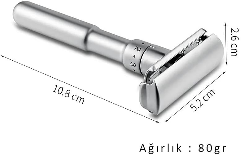 Alternative view of Metal Ayarlanabilir Manuel Geleneksel Tıraş Aleti Makinası 5 Jilet 6 Kademe Gümüş