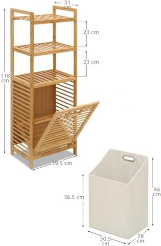 Bambu Kirli Sepetli 3 Raflı Çok Amaçlı Banyo Düzenleyici Çamaşır Sepeti Organizer DB-0002