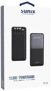 12000 Mah Dijital Göstergeli Dahili Çoklu Kablolu Taşınabilir Powerbank Siyah PB-49