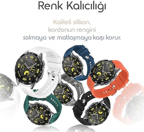 Yumuşak Silikonlu 22mm Kordon ile Uyumlu GT5/GT5 Pro/GT4/ 4 Pro/GT3/GT3 Pro/GT2/GT2 Pro 46mm İçin Yüzeyi Şerit Görünümlü Esnek ve Dayanıklı Kayış