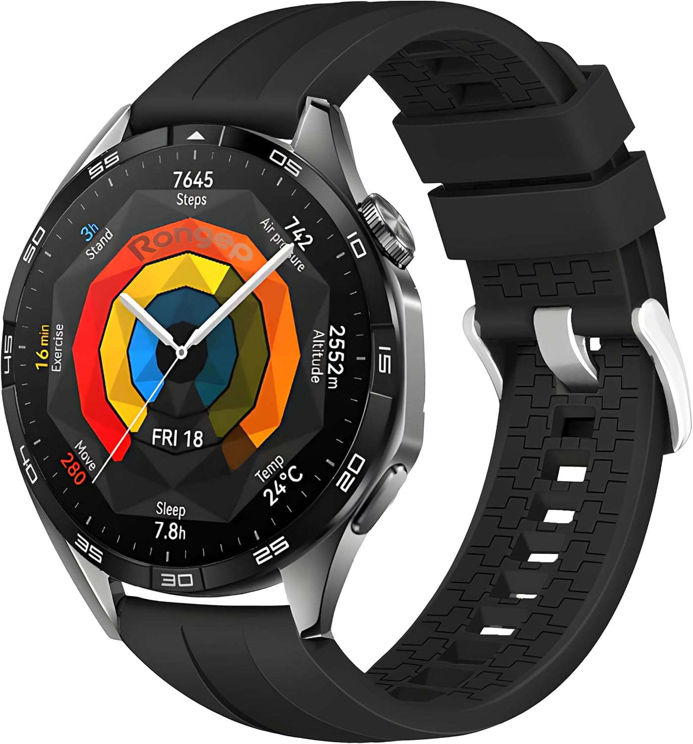 Alternative view of Yumuşak Silikonlu 22mm Kordon ile Uyumlu GT5/GT5 Pro/GT4/ 4 Pro/GT3/GT3 Pro/GT2/GT2 Pro 46mm İçin Yüzeyi Şerit Görünümlü Esnek ve Dayanıklı Kayış