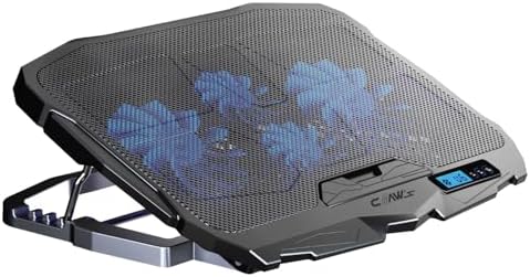Alternative view of Tornado 4x Turbo LED Fan - Ayarlabilir Fan Hızı & 6 Farklı Stand Yükseklik Kademesi - 2 USB Portlu - Metal Mesh Zemin - LCD Ekranlı Notebook Soğutucu - Siyah (9"-17" Boyut Destekli)