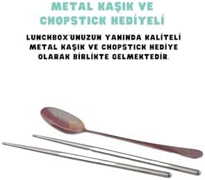 Bento 950ml Lunchbox Tek Katlı 4 Bölmeli Çelik Sefer Tası Yemek Kutusu (Mor)