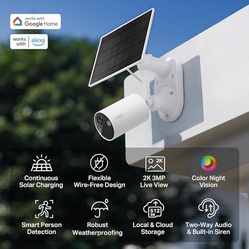 Alternative view of TC82 KIT, 2K 3MP, Renkli Gece Görüşü, Şarj Edilebilir, IP65 Sertifikalı, Yerel/Bulut Depolama, 110° Açılı, Güneş Paneli Dahil, Kablosuz Bataryalı Güvenlik Kamerası Kiti