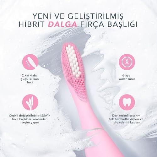 FOREO Total Care ISSA 3 Seti - Ultra-Hijyenik 4’ü 1 Arada Silikon Sonik Elektrikli Diş Fırçası + 2 ISSA Hybrid Wave Fırça Başlığı - Beyaz Dişler, Temiz Diş Etleri, Yanaklar ve Dil, Yumuşak Fırça