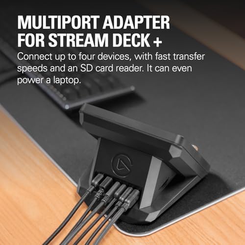 USB Hub – Stream + için, 2 USB-C bağlantı noktası/2 USB-A bağlantı noktası, güç kaynağı, SD/microSD kart okuyucu – USB-C, Mac/PC, Stream ve güç kaynağı teslimat kapsamına dahil