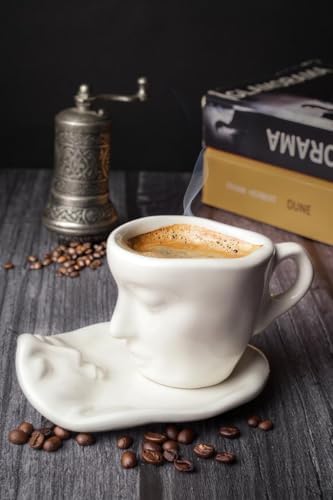 Alternative view of Life 2 Adet 110 ML Yüz Şekilli Seramik Beyaz Türk Kahvesi Fincan Takımı MIT1080