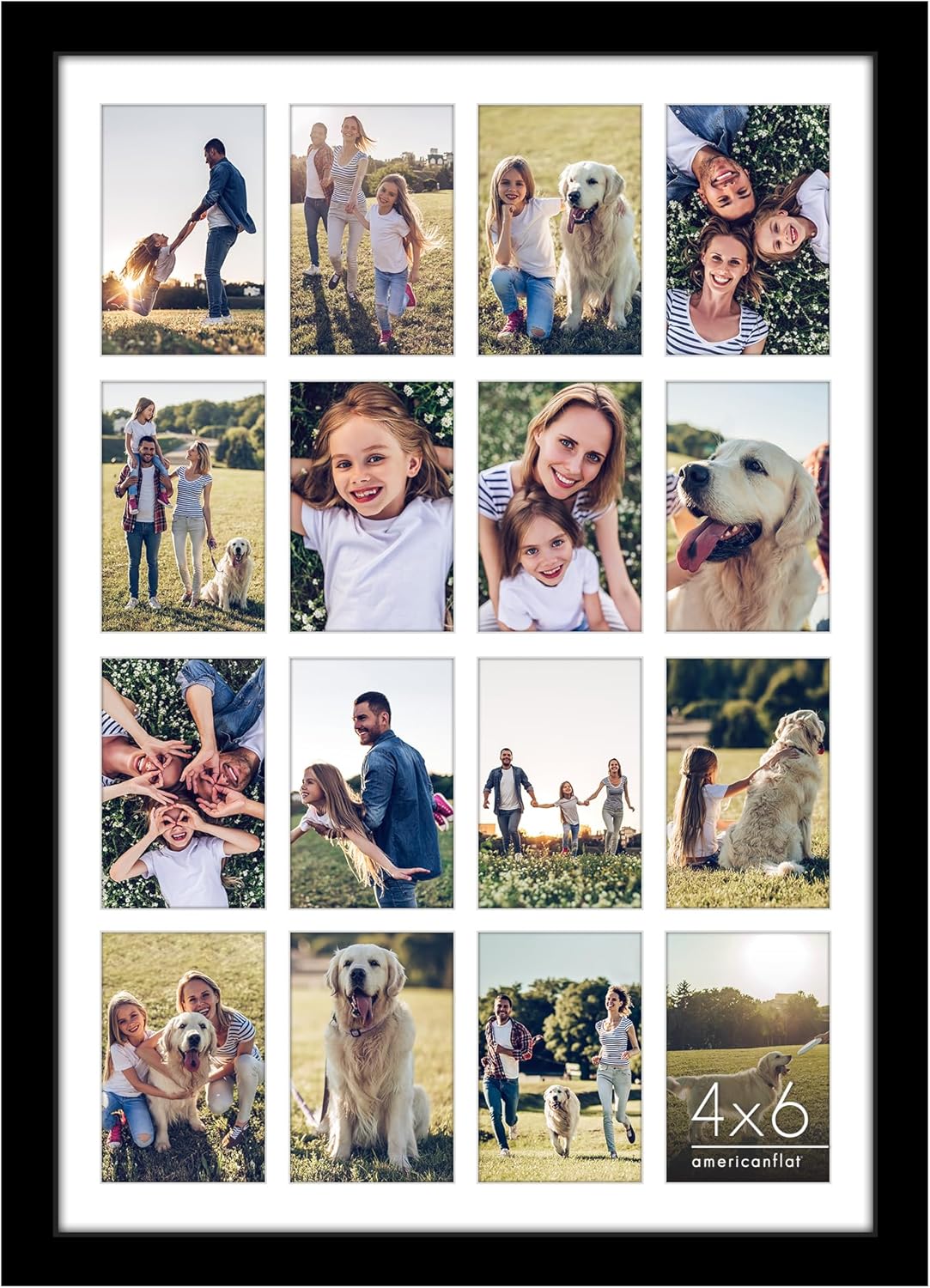 18x16 Kolaj Resim Çerçevesi - (16) 4x6 Resim Çerçevesi Açıklıkları veya Bir 18x16 Fotoğraf Çerçevesi olarak kullanın - Ahşap Tasarlanmış, Cilalı Pleksiglas, Duvar için Asma Donanımı
