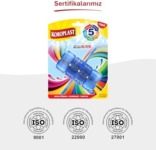 Alternative view of 5 Etkili WC Blok 2'li Set, Beyaz Sabun Kokulu, Karbonat ve Mavi Su Özellikli Ferah, Parlak, Kireç Karşıtı, Köpüklü Tuvalet Bloğu, Hijyenik Klozet ve Tuvalet Hijyenik Temizliği, 2'li WC Blok