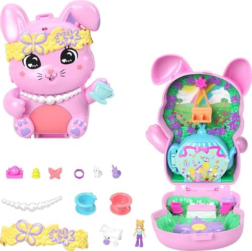 Alternative view of POLLY POCKET™ Tavşancığın Çay Partisi Mini Oyun Seti Polly Tavşancığın Çay Partisi mini oyun seti, 1 mikro bebek ve evcil tavşanlar, stil aksesuarlarının yer aldığı seyahat oyuncağı JCR40