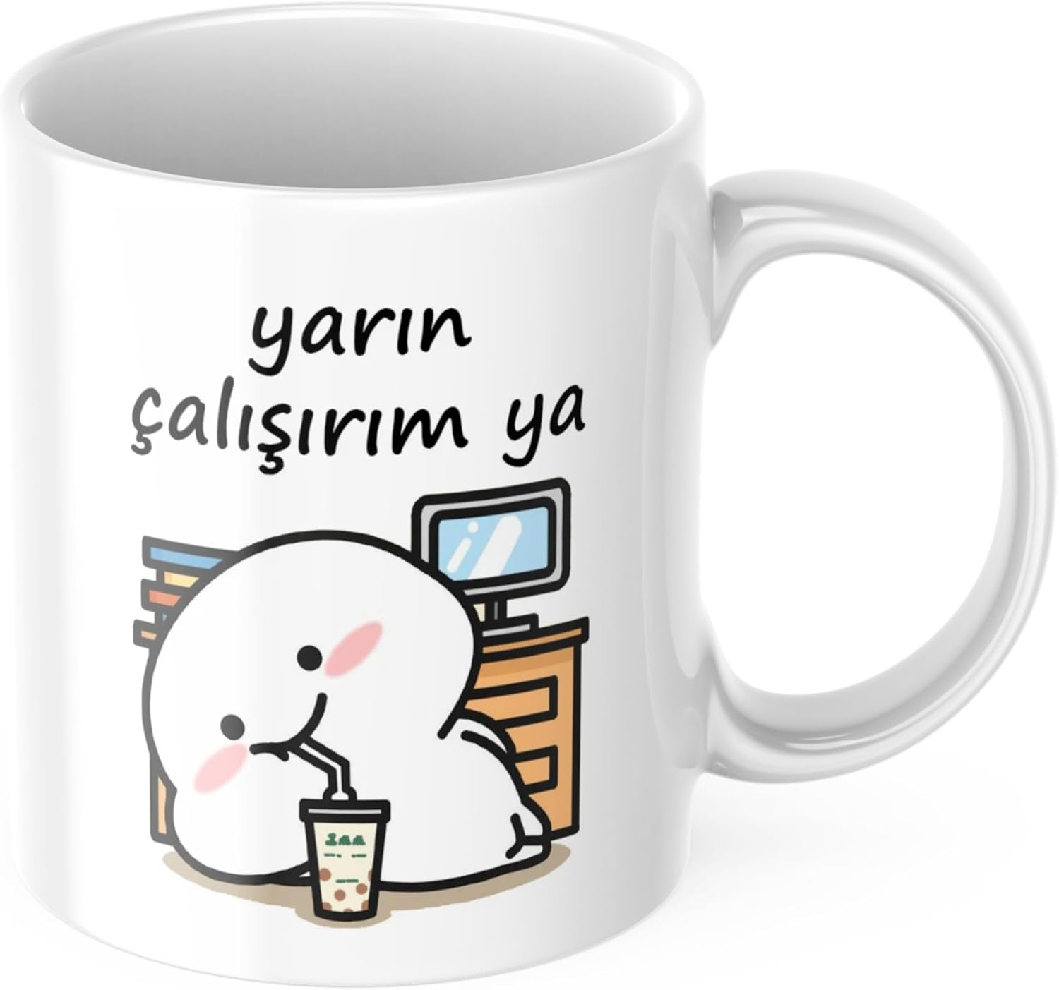 Yarın Çalışırım Komik Kupa Bardak Komik Yazılı Hediyelik Çay Kahve Kupası