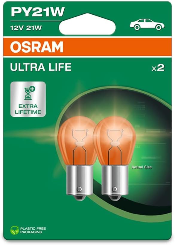 ULTRA LIFE, PY21W, çift blister, (2 lamba), beyaz