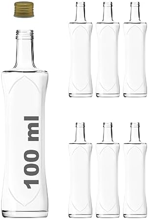 100 ml Şeffaf Piramit Sosluk 100 cc Kapaklı Kavisli Cam Şişe 6 Adet (Altın/ (Metal))