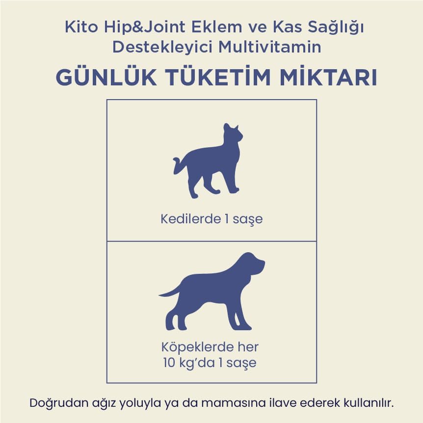 Kito Kedi ve Köpekler İçin Hip&joint Eklem ve Kas Sağlığı Destekleyici 2g X 15 Saşe