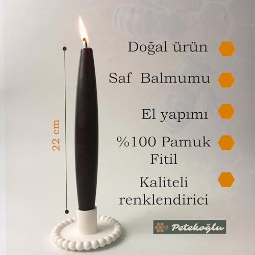 Mum (2 Adet) Şamdan Mumu Mermi Formunda Masa Mumu 22 Cm Bees wax (siyah)
