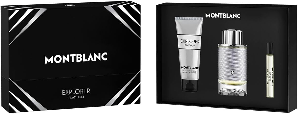 Mont Blanc Explorer Platinum by Mont Blanc for Men - 3 Pc Set 100ml EDP Spray, 100ml Shower Gel, 7,5 EDP Spray