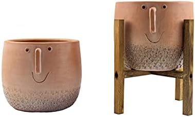 Ev Dekorasyon Aksesuar Surat Desenli Toprak Saksı Saksılık Salon Çiçeklik İkili Set Ayaksız - 4 Ayaklı- 19 CM