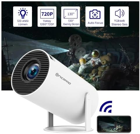 NPO FullHD Android11 BT5.0 Wifi5 120ANSI Lümen IOS/ Taşınabilir Akıllı LED Projeksiyon HY300 PLUS