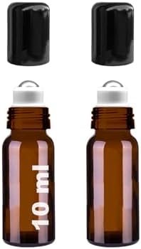 10 ml Çelik Roll On Şişesi 10 cc Sızdırmaz Siyah Kapaklı Cam Şişe 2 Adet (, 10)