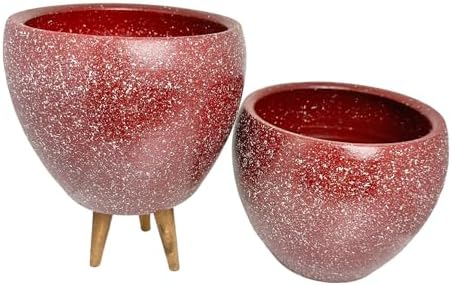 Alternative view of Ev Dekorasyon Bordo Granit Toprak Saksı Saksılık Salon Çiçeklik İkili Set Ayaksız - 3 Ayaklı- 15 Cm