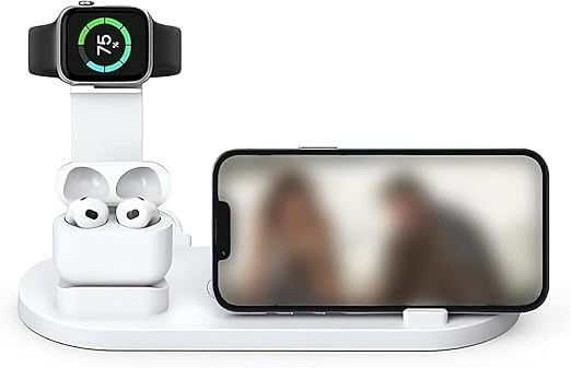 4'ü 1 arada Kablosuz Hızlı Şarj İstasyonu: 15-12 Pro Max,, AirPods ve Telefonlar için Hızlı Şarj, Zahmetsiz Şarj Deneyimi