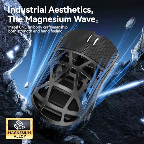 Alternative view of ATTACK SHARK R2 Magnezyum Alaşımlı Kablosuz Gaming Mouse – 48g Ultra Hafif, PixArt PAW3950 Sensör, 42000 DPI, BT/2.4G/Kablolu Üçlü Mod, 8K Tepki Hızı, Windows/Xbox/PS/Mac Uyumlu – Siyah